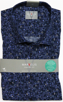 Marvelis Hemd Langarm 64cm, Comfort Fit -marine/blau/weiß- 70304418
