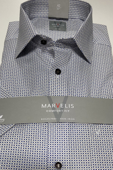 Preview: Marvelis Hemd Halbarm, Comfort Fit - schwarz/beige/weiß- 70301222