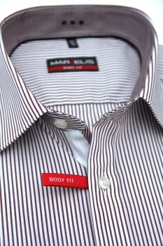 Marvelis Hemd Langarm 64cm, Body Fit -bordo/weiß- 47836470