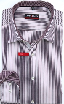 Preview: Marvelis Hemd Langarm 64cm, Body Fit -bordo/weiß- 47836470