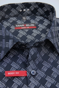 Marvelis Hemd Langarm 64cm, Body Fit -marine/weiß- 75095418