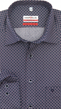 Preview: Marvelis Hemd extra lg. Arm 69cm, Modern Fit -marine/rot- 72686935