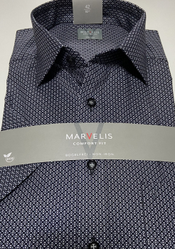 Marvelis Hemd Halbarm, Modern Fit - schwarz/grau/weiß- 72301268