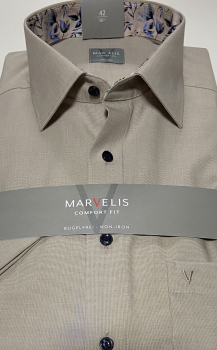 Preview: Marvelis Hemd Halbarm, Comfort Fit -beige- 70001228