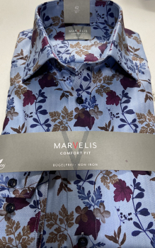Marvelis Hemd Langarm 64cm, Comfort Fit -bordo/marine/blau- 70368486