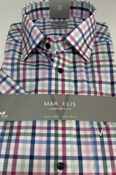 Marvelis Hemd Halbarm, Modern Fit - fuchsia/blau/grün/weiß- 72411245