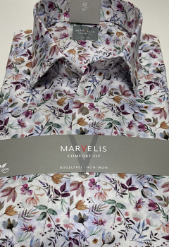 Marvelis Hemd Halbarm, Comfort Fit - fuchsia/grün/weiß- 70121245