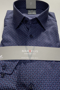 Marvelis Hemd Langarm 64cm, Comfort Fit -pflaume/blau/weiß- 70258497