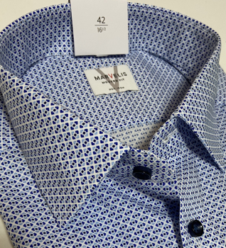 Marvelis Hemd extra langer Arm 69cm, Modern Fit -blau/marine/weiß - 72301911