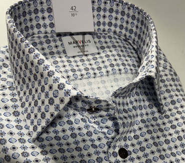 Marvelis Hemd extra langer Arm 69cm, Modern Fit -blau/beige/weiß - 72218922