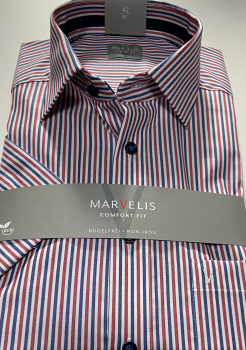 Marvelis Hemd Halbarm, Modern Fit - rot/marine/weiß- 72501235