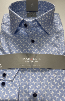 Preview: Marvelis Hemd Langarm 64cm, Comfort Fit -blau/weiß- 70381411