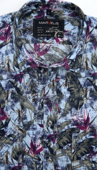 Preview: Marvelis Freizeithemd Halbarm -oliv/blau/pink- 60021247