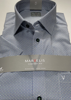 Preview: Marvelis Hemd Halbarm, Comfort Fit - blau/grün/weiß - 70301245