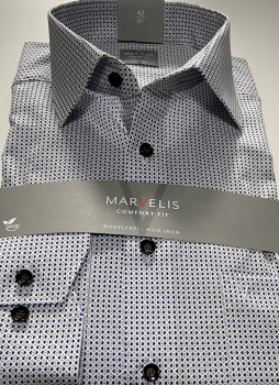 Preview: Marvelis Hemd Halbarm, Modern Fit - marine/beige/weiß- 72301222