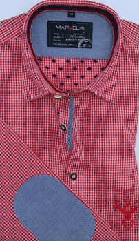 Preview: Marvelis Trachtenhemd Langarm 64cm Modern Fit -rot- 69042435