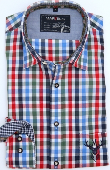 Marvelis Trachtenhemd Langarm 64cm Modern Fit -grün/weiß/blau- 69066435