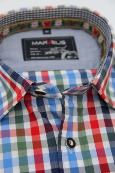 Preview: Marvelis Trachtenhemd Langarm 64cm Modern Fit -grün/weiß/blau- 69066435