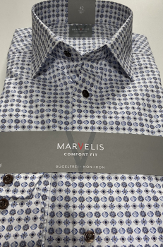 Marvelis Hemd Langarm 64cm, Comfort Fit -marine/beige/weiß- 70218422