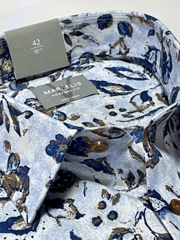 Preview: Marvelis Hemd Halbarm, Comfort Fit -blau/braun- 70165211