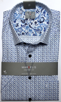 Marvelis Hemd Halbarm, Modern Fit - blau/weiß- 72487211