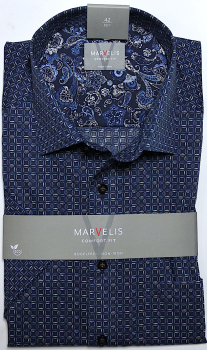 Marvelis Hemd Halbarm, Comfort Fit - marine/beige/weiß- 70487228