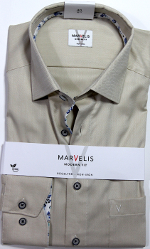 Marvelis Hemd Langarm 64cm Modern Fit -beige- 72017422