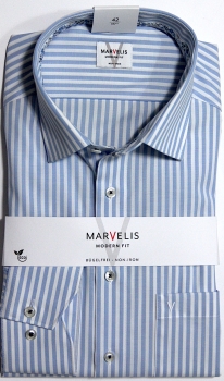Marvelis Hemd extra langer Arm 69cm, Modern Fit -blau/weiß- 72387911