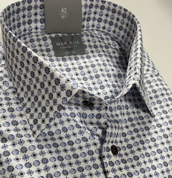 Marvelis Hemd Langarm 64cm, Comfort Fit -marine/beige/weiß- 70218422