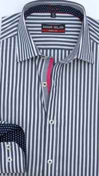 Preview: Marvelis Hemd Langarm 64cm, Body Fit -marine/weiß- 75486418