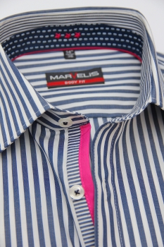 Marvelis Hemd Langarm 64cm, Body Fit -marine/weiß- 75486418