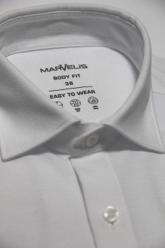 Marvelis Jerseyhemd Strukturiert Langarm 64cm, Body Fit -weiß- 75648400
