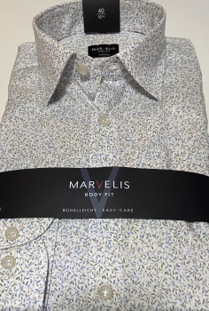 Preview: Marvelis Hemd Extra langer Arm 69cm, Body Fit -blau/flieder/weiß- 75161900