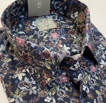 Marvelis Hemd Langarm 64cm, Comfort Fit -fuchsia/blau/weiß- 70198418