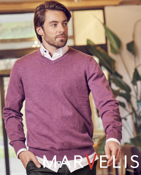 Preview: Marvelis Pullover V-Ausschnitt -braun- 19901027