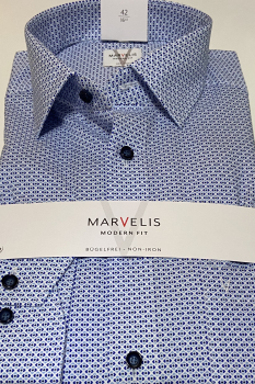 Preview: Marvelis Hemd extra langer Arm 69cm, Modern Fit -blau/marine/weiß - 72301911