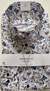 Marvelis Hemd extra langer Arm 69cm, Modern Fit -fuchsia/blau/weiß - 72088900