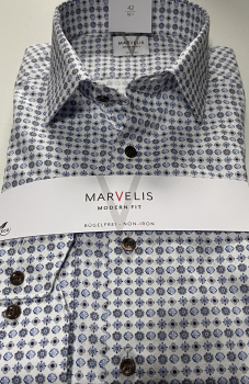 Marvelis Hemd extra langer Arm 69cm, Modern Fit -blau/beige/weiß - 72218922
