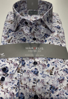Marvelis Hemd Langarm 64cm, Comfort Fit -fuchsia/blau/beige/weiß- 70088400
