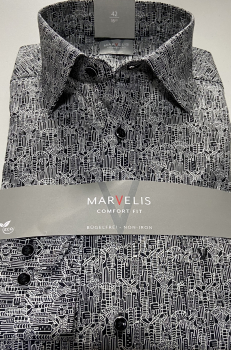 Marvelis Hemd Langarm 64cm, Comfort Fit -schwarz/weiß- 70401468