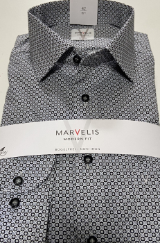 Preview: Marvelis Hemd extra langer Arm 69cm, Modern Fit -schwarz/grau/weiß - 72162968
