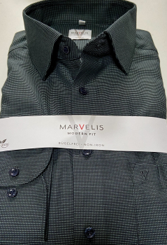 Preview: Marvelis Hemd extra lg. Arm 69cm, Modern Fit -schwarz/grün- 72102945