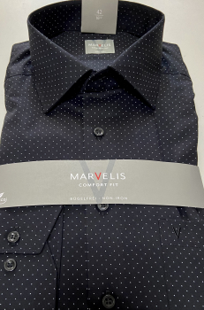 Preview: Marvelis Hemd Langarm 64cm, Comfort Fit -schwarz/weiß- 70522468