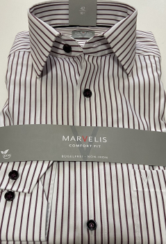 Preview: Marvelis Hemd Langarm 64cm, Comfort Fit -bordo/weiß- 70142439
