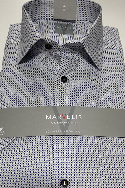 Marvelis Hemd Halbarm, Comfort Fit - schwarz/beige/weiß- 70301222
