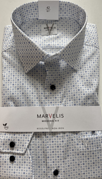 Marvelis Hemd extra langer Arm 69cm, Modern Fit -blau/weiß - 72268911