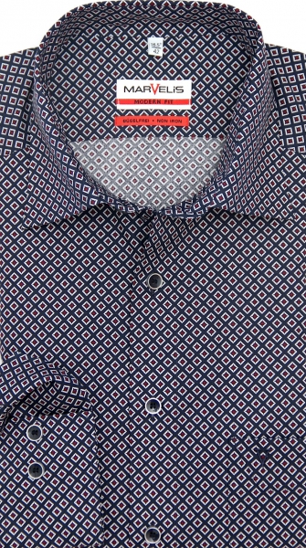 Marvelis Hemd extra lg. Arm 69cm, Modern Fit -marine/rot- 72686935