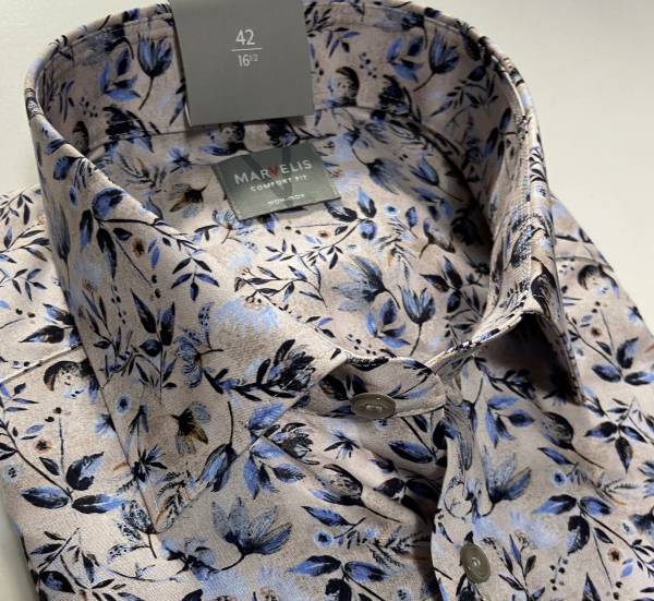 Marvelis Hemd Halbarm, Comfort Fit - marine/beige/blau- 70121222