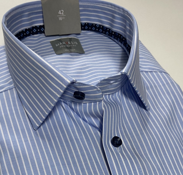 Marvelis Hemd Langarm 64cm, Comfort Fit -blau/weiß- 70328411