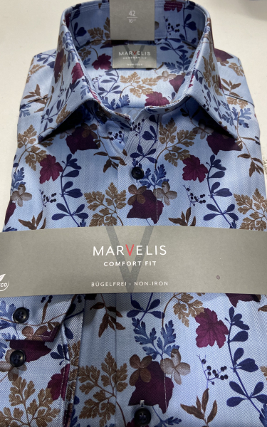 Marvelis Hemd Langarm 64cm, Comfort Fit -bordo/marine/blau- 70368486